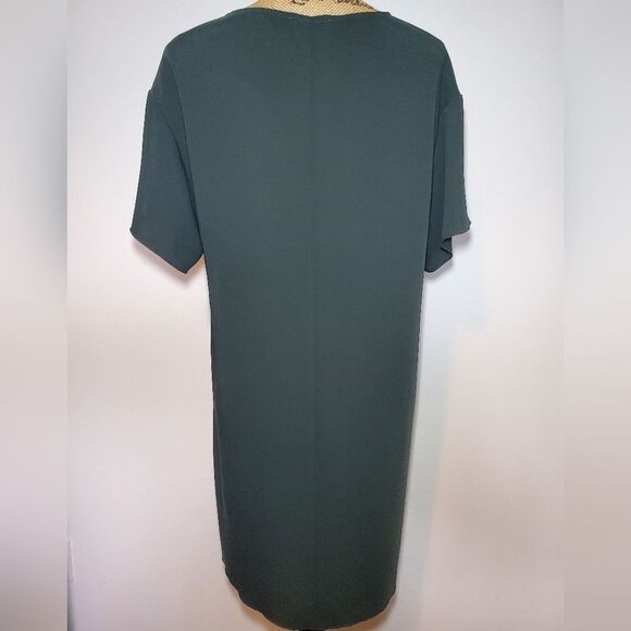 Aritzia Babaton Aaron Hunter Green Short Sleeve V Neck Shift Dress Size S - Picture 6 of 12